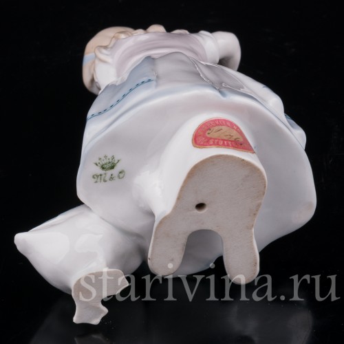 Фигурка из фарфора Девочка с гусем, Metzler & Ortloff, Германия, 1970 гг.