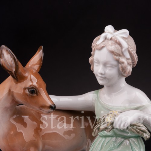 Фарфоровая статуэтка Девушка с ланью, Rosenthal, Германия, 1930-40 гг.