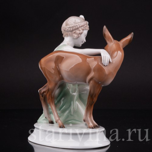 Фарфоровая статуэтка Девушка с ланью, Rosenthal, Германия, 1930-40 гг.