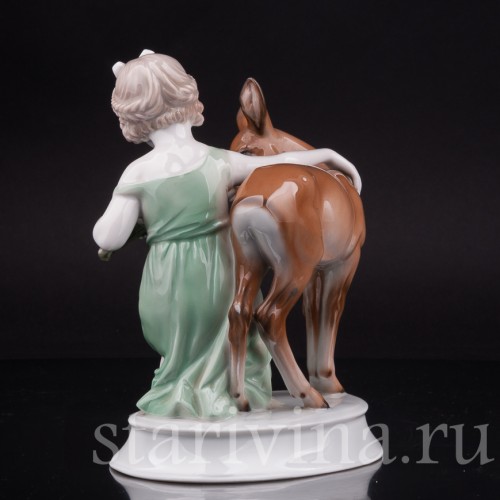 Фарфоровая статуэтка Девушка с ланью, Rosenthal, Германия, 1930-40 гг.