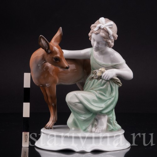 Фарфоровая статуэтка Девушка с ланью, Rosenthal, Германия, 1930-40 гг.