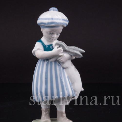 Фигурка из фарфора Девочка с кроликом, Metzler & Ortloff, Германия, 1890-1945 гг.