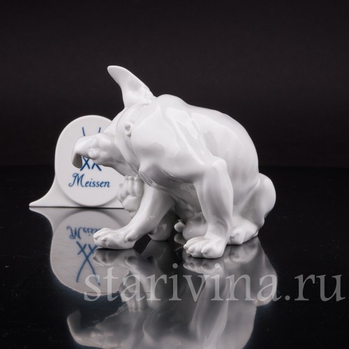 Фигурка собаки из фарфора Французский бульдог, Meissen, Германия, 1997 г.