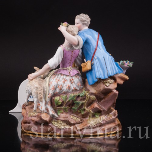 Фарфоровая композиция Пастушки с овечкой, Meissen, Германия, сер. 19 - нач. 20 вв.