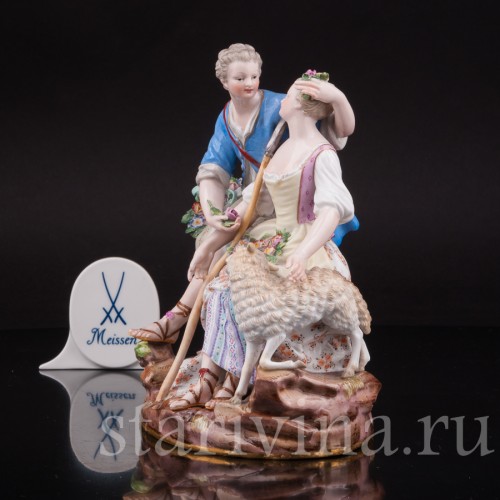 Фарфоровая композиция Пастушки с овечкой, Meissen, Германия, сер. 19 - нач. 20 вв.