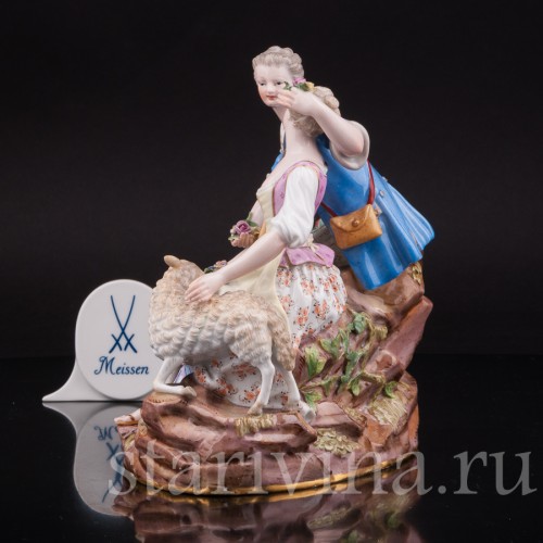 Фарфоровая композиция Пастушки с овечкой, Meissen, Германия, сер. 19 - нач. 20 вв.