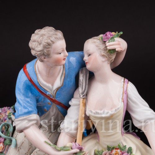 Фарфоровая композиция Пастушки с овечкой, Meissen, Германия, сер. 19 - нач. 20 вв.
