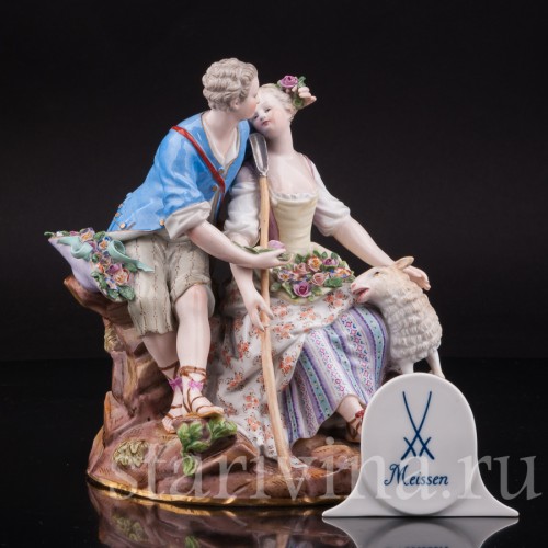 Фарфоровая композиция Пастушки с овечкой, Meissen, Германия, сер. 19 - нач. 20 вв.