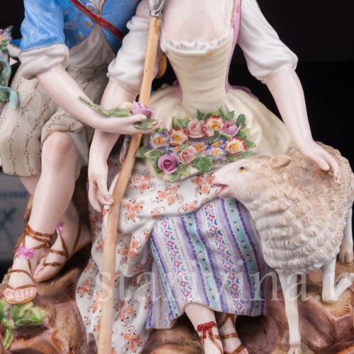 Фарфоровая композиция Пастушки с овечкой, Meissen, Германия, сер. 19 - нач. 20 вв.