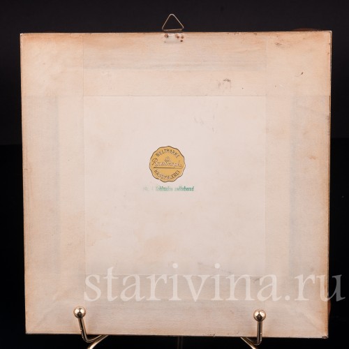 Картина на фарфоре Синица на ветке вербы, Rosenthal, Германия, сер. 20 в.