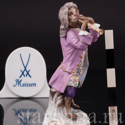 Фарфоровая статуэтка Обезьяна с флейтой, Meissen, Германия, сер. 19 - нач. 20 вв.