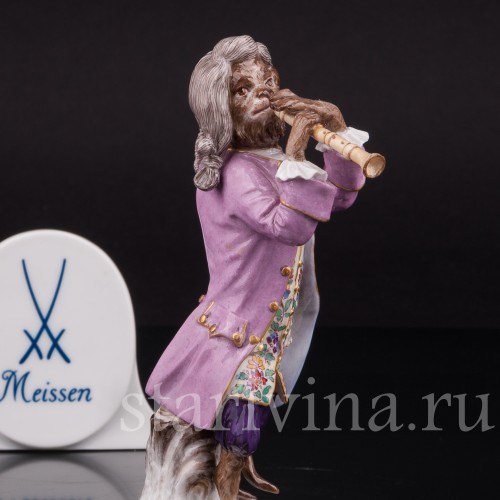 Фарфоровая статуэтка Обезьяна с флейтой, Meissen, Германия, сер. 19 - нач. 20 вв.