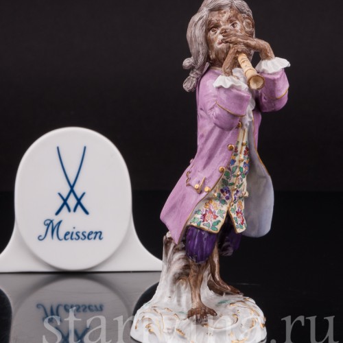 Фарфоровая статуэтка Обезьяна с флейтой, Meissen, Германия, сер. 19 - нач. 20 вв.