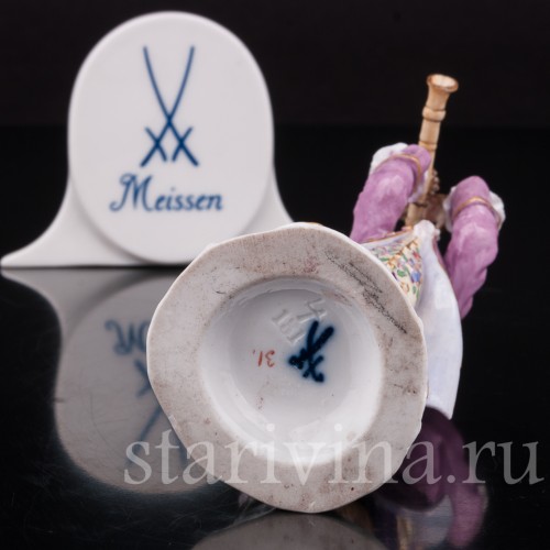 Фарфоровая статуэтка Обезьяна с флейтой, Meissen, Германия, сер. 19 - нач. 20 вв.