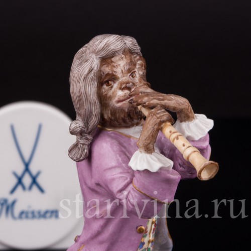 Фарфоровая статуэтка Обезьяна с флейтой, Meissen, Германия, сер. 19 - нач. 20 вв.