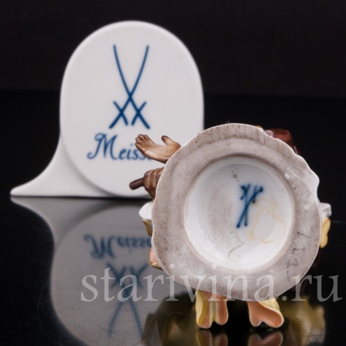 Фарфоровая статуэтка Обезьяна с контрабасом, Meissen, Германия, сер. 19 - нач. 20 вв.