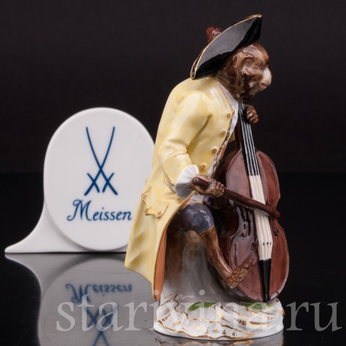 Фарфоровая статуэтка Обезьяна с контрабасом, Meissen, Германия, сер. 19 - нач. 20 вв.
