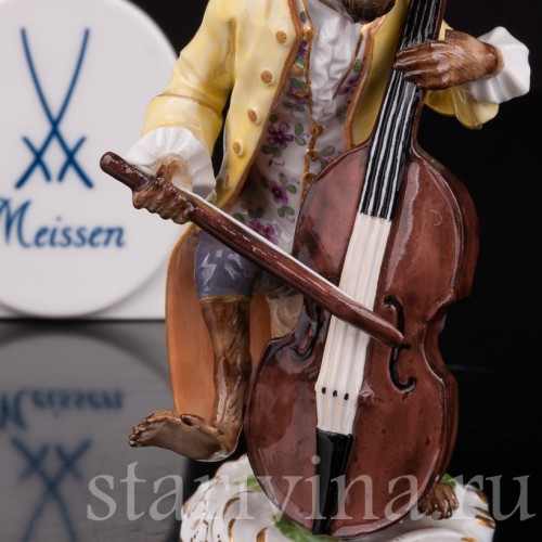 Фарфоровая статуэтка Обезьяна с контрабасом, Meissen, Германия, сер. 19 - нач. 20 вв.