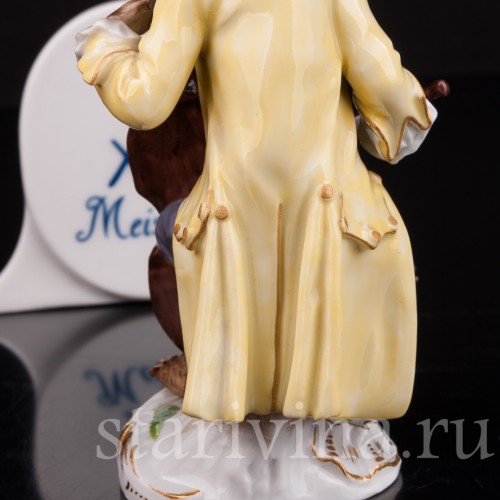 Фарфоровая статуэтка Обезьяна с контрабасом, Meissen, Германия, сер. 19 - нач. 20 вв.