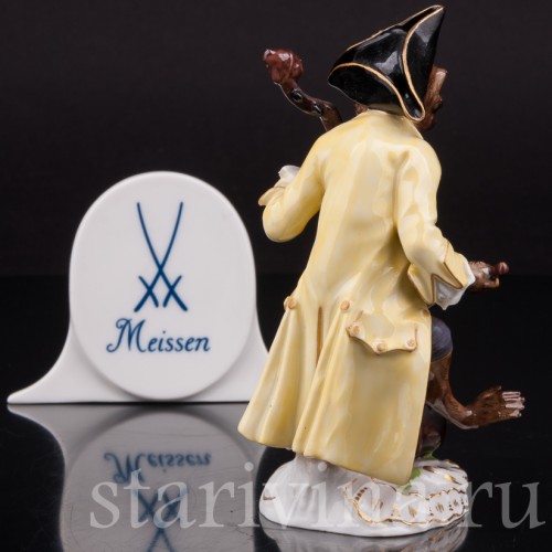 Фарфоровая статуэтка Обезьяна с контрабасом, Meissen, Германия, сер. 19 - нач. 20 вв.
