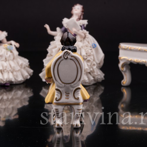 Композиция из фарфора Оркестр, 5 предметов, кружевные миниатюры, Volkstedt, Германия, вт. пол. 20 в.