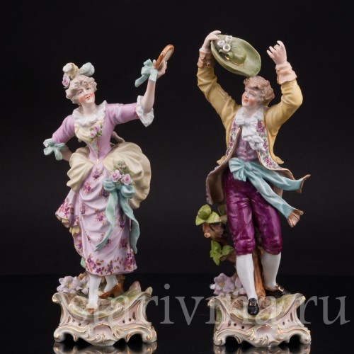 Фарфоровые статуэтки Танцующая пара, E. A. Muller, Германия.