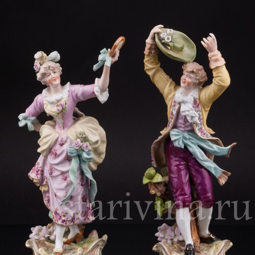 Фарфоровые статуэтки Танцующая пара, E. A. Muller, Германия.