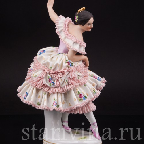 Фарфоровая статуэтка Фанни Эльслер, кружевная Volkstedt, Германия, сер. 20 в.