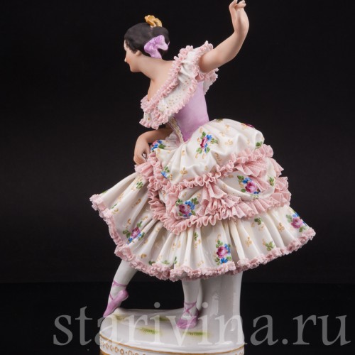 Фарфоровая статуэтка Фанни Эльслер, кружевная Volkstedt, Германия, сер. 20 в.