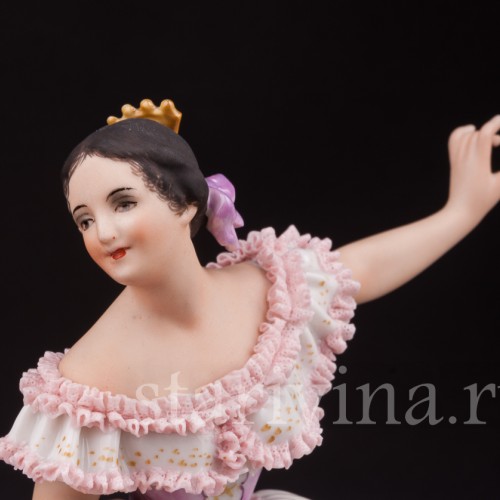 Фарфоровая статуэтка Фанни Эльслер, кружевная Volkstedt, Германия, сер. 20 в.