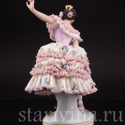 Фарфоровая статуэтка Фанни Эльслер, кружевная Volkstedt, Германия, сер. 20 в.