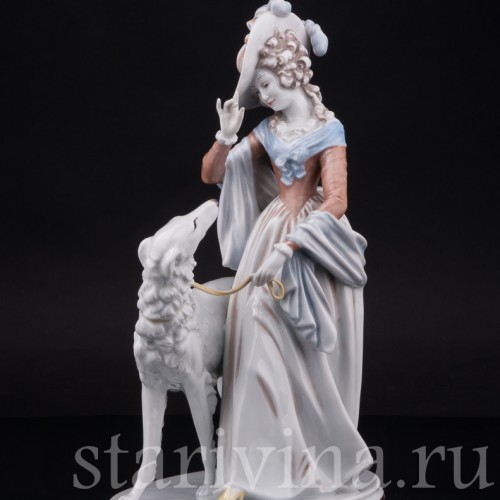 Фарфоровая статуэтка Дама с борзой, Rosenthal, Германия, 1938 год.