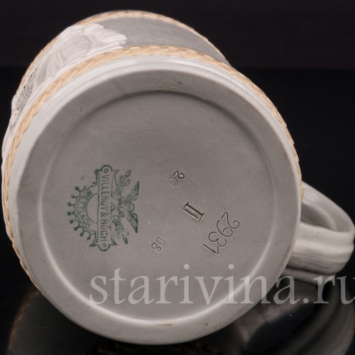 Анткварная пивная кружка Мудрый совет, 1/2 л, Villeroy & Boch, Германия, 1908 г.