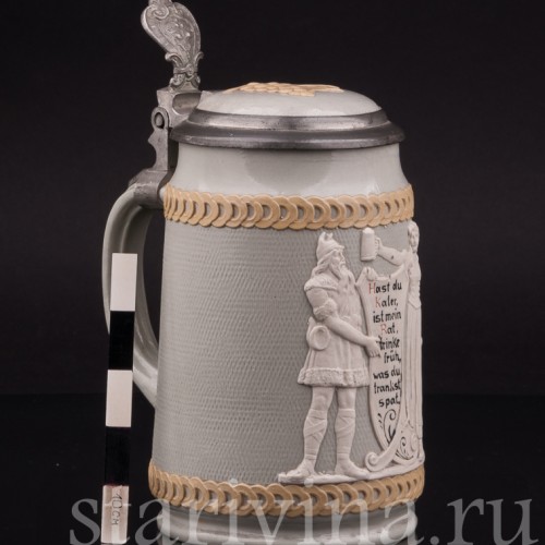 Анткварная пивная кружка Мудрый совет, 1/2 л, Villeroy & Boch, Германия, 1908 г.