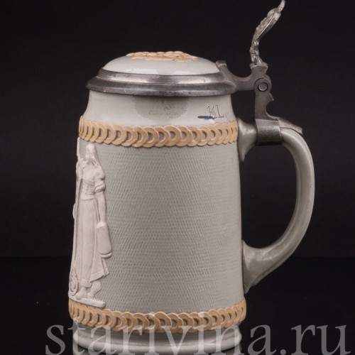 Анткварная пивная кружка Мудрый совет, 1/2 л, Villeroy & Boch, Германия, 1908 г.