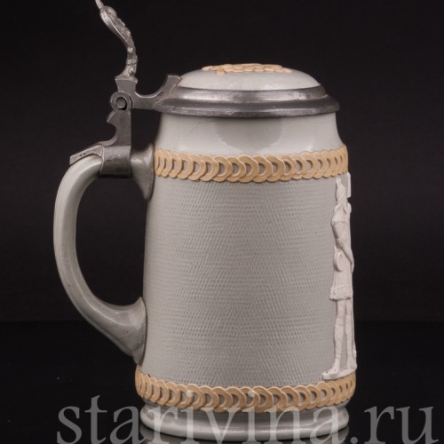 Анткварная пивная кружка Мудрый совет, 1/2 л, Villeroy & Boch, Германия, 1908 г.