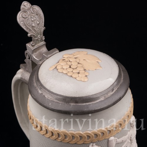 Анткварная пивная кружка Мудрый совет, 1/2 л, Villeroy & Boch, Германия, 1908 г.