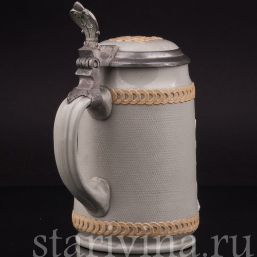 Анткварная пивная кружка Мудрый совет, 1/2 л, Villeroy & Boch, Германия, 1908 г.