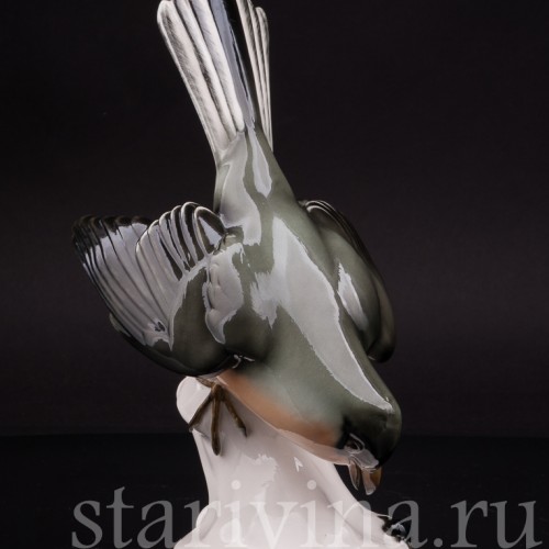 Фигурка птицы из фарфора Сорокопут, Schwarzburger, Германия, перв. пол. 20 в.