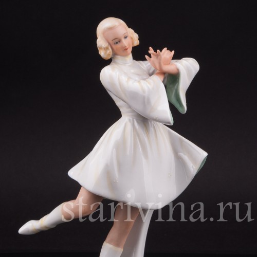 Фарфоровая статуэтка девушки Задорный танец, Schaubach Kunst, Германия, 1926-53 гг.