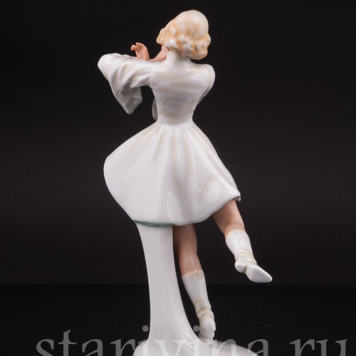 Фарфоровая статуэтка девушки Задорный танец, Schaubach Kunst, Германия, 1926-53 гг.