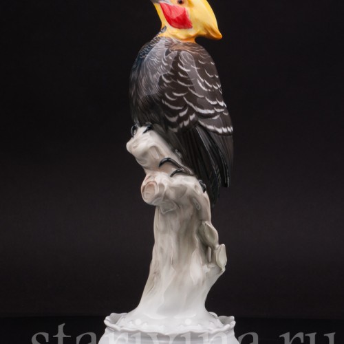 Фигурка птицы из фарфора Дятел кремовый целеус, Rosenthal, Германия, 1920 гг.