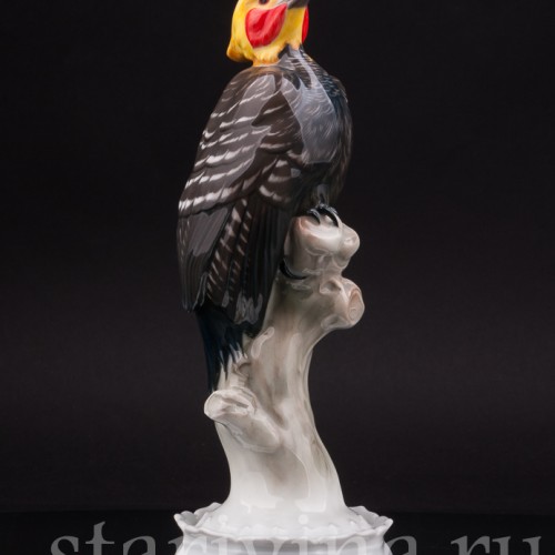 Фигурка птицы из фарфора Дятел кремовый целеус, Rosenthal, Германия, 1920 гг.