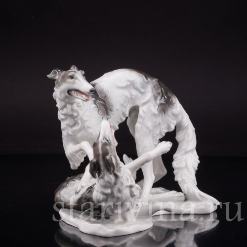 Статуэтка собак из фарфора Две борзые, Rosenthal, Германия, 1945-49 гг.