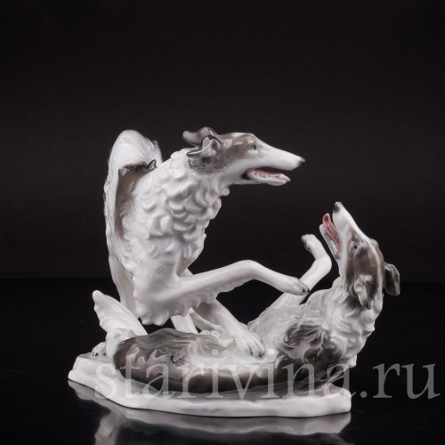 Статуэтка собак из фарфора Две борзые, Rosenthal, Германия, 1945-49 гг.
