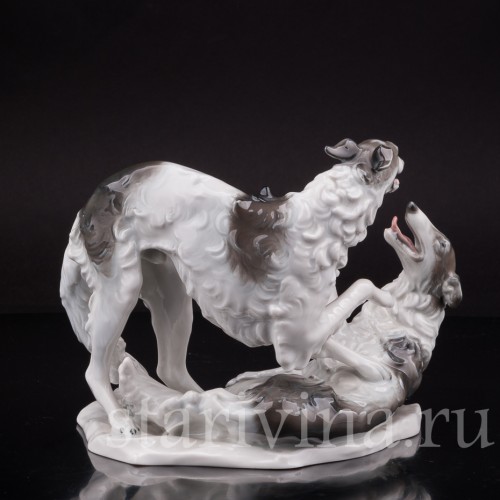 Статуэтка собак из фарфора Две борзые, Rosenthal, Германия, 1945-49 гг.