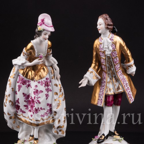 Статуэтки из фарфора Галантная пара, Volkstedt, Германия, до 1935 г.