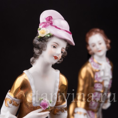 Статуэтки из фарфора Галантная пара, Volkstedt, Германия, до 1935 г.