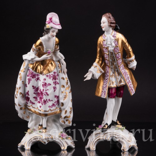 Статуэтки из фарфора Галантная пара, Volkstedt, Германия, до 1935 г.