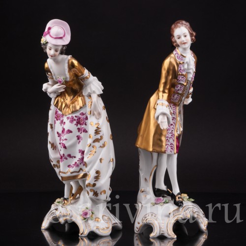 Статуэтки из фарфора Галантная пара, Volkstedt, Германия, до 1935 г.